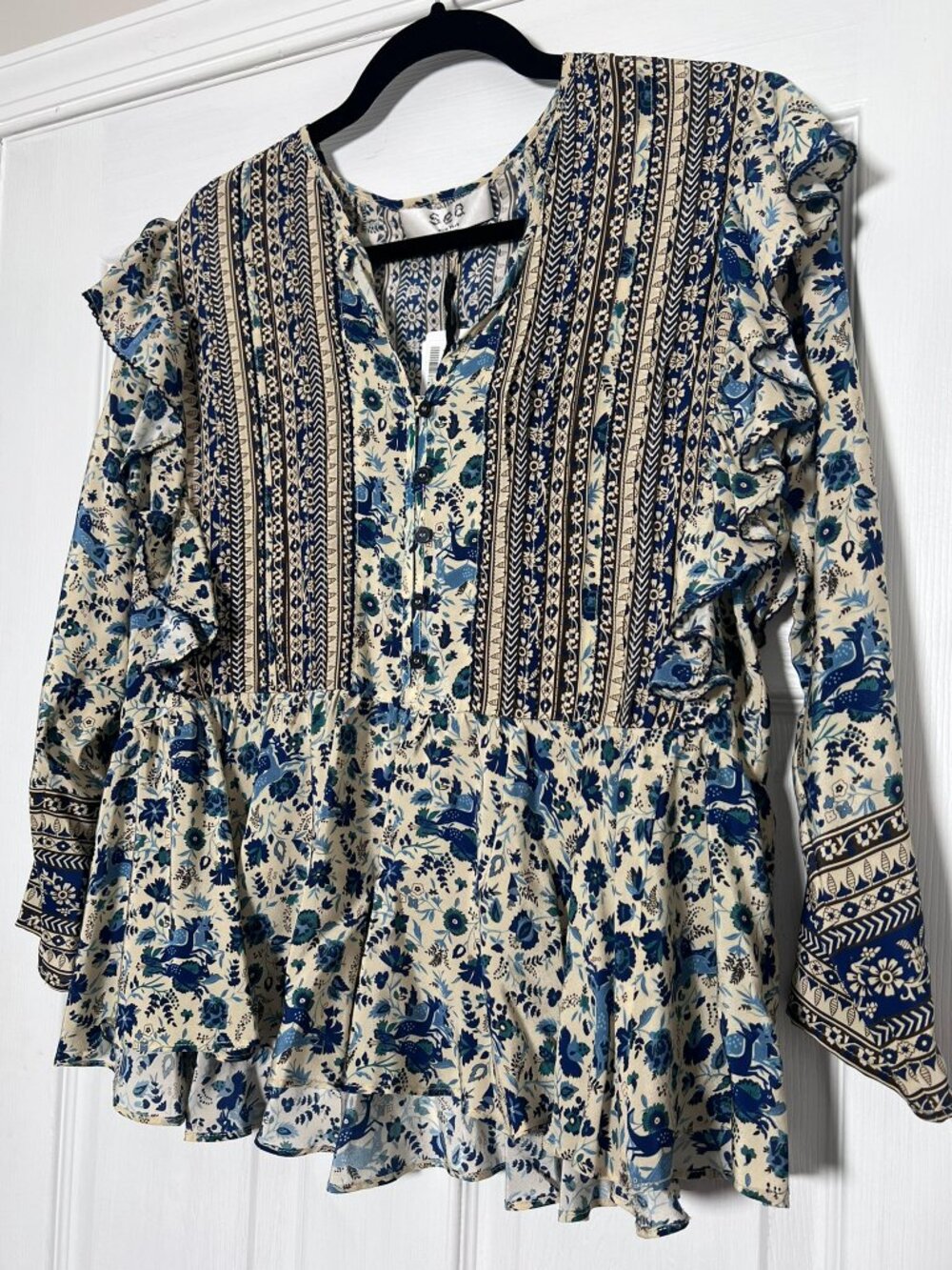 SEA NEW YORK DOE PRINT silk blouse size 4